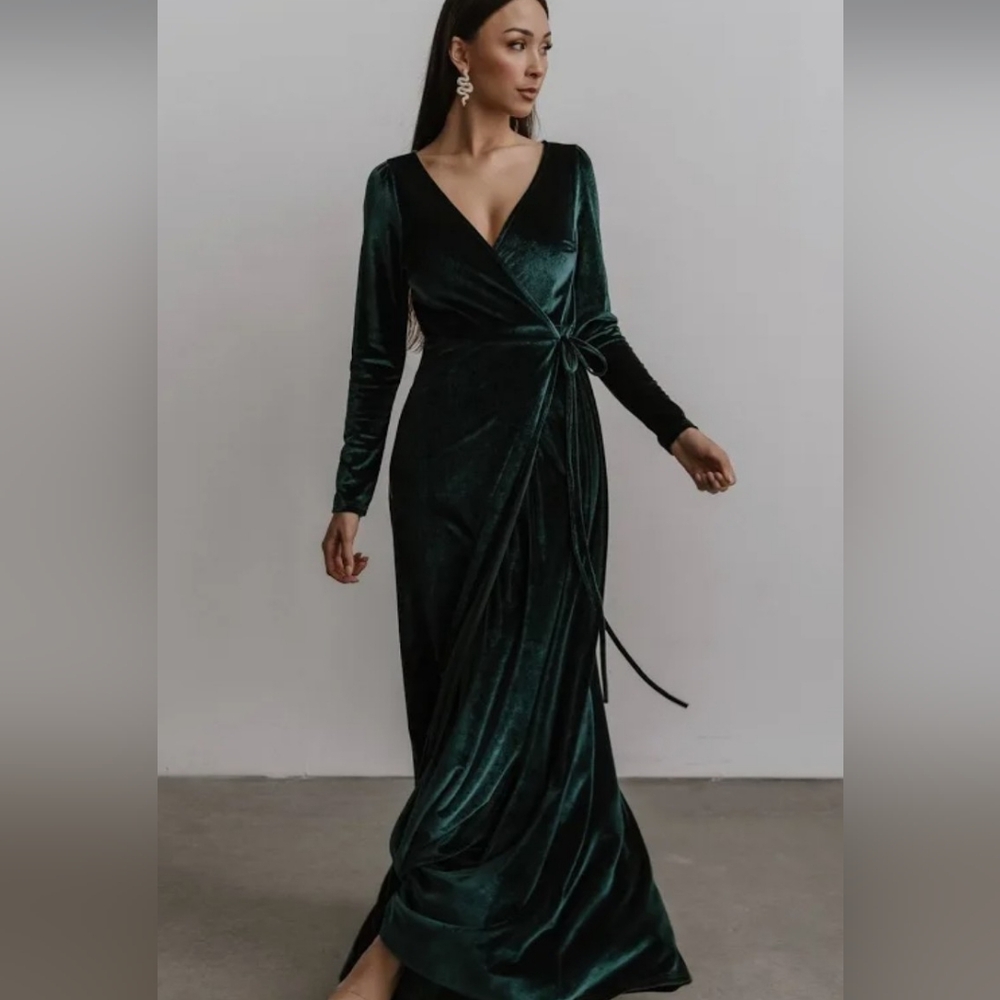 Baltic born emerald green velvet dress